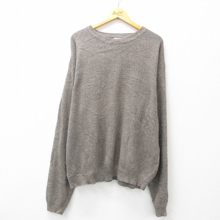 【50%OFF】XL★古着 長袖 セーター メンズ 無地 グレー系 25jan07 中古 ニット トップス