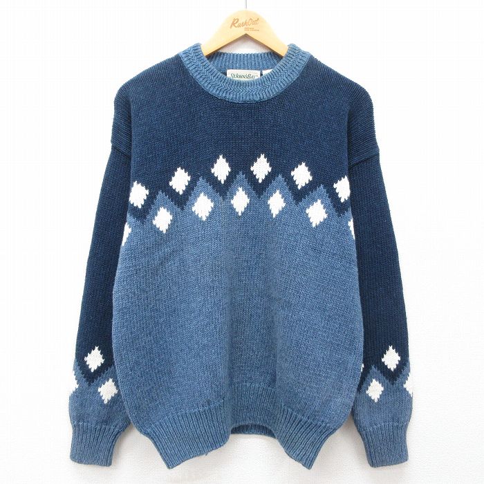 M★古着 セントジョンズベイ 長袖 セーター メンズ 90年代 90s クルーネック 紺他 ネイビー 25jan10 中古 ニット トップス