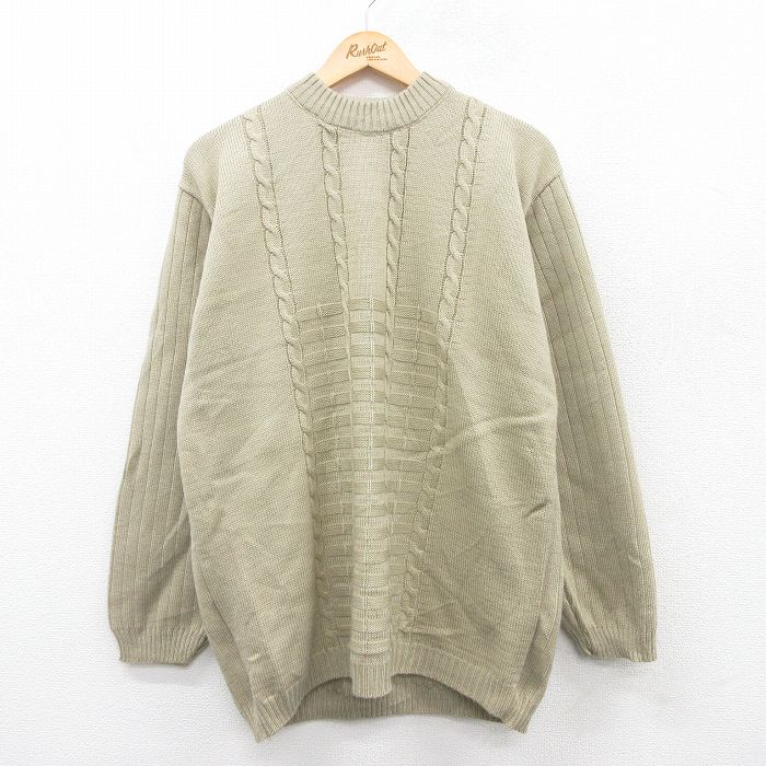 長袖セーター モックネック グリーン L | 古着