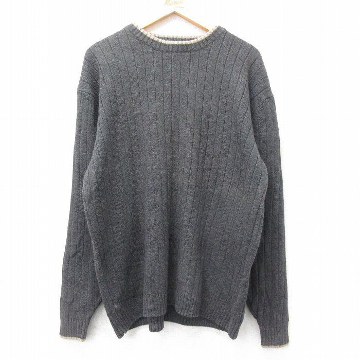 【50%OFF】XL★古着 コロンビア COLUMBIA 長袖 セーター メンズ 00年代 00s クルーネック 濃グレー他 25jan21 中古 ニット トップス