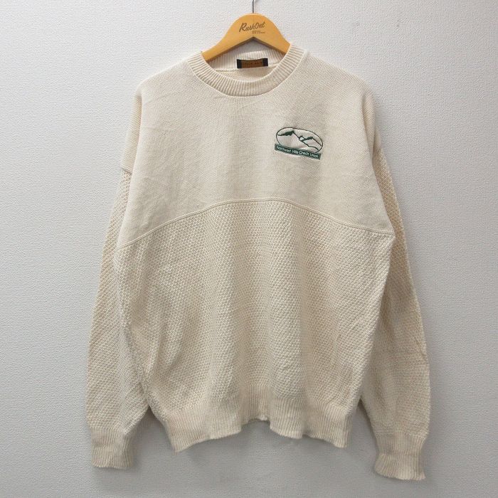 【50%OFF】XL★古着 長袖 セーター メンズ 90年代 90s ノースウエスト 大きいサイズ クルーネック USA製 生成り 25jan22 中古 ニット トップス