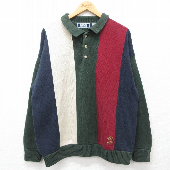 00s 長袖セーター 襟付き グリーン XL | 古着