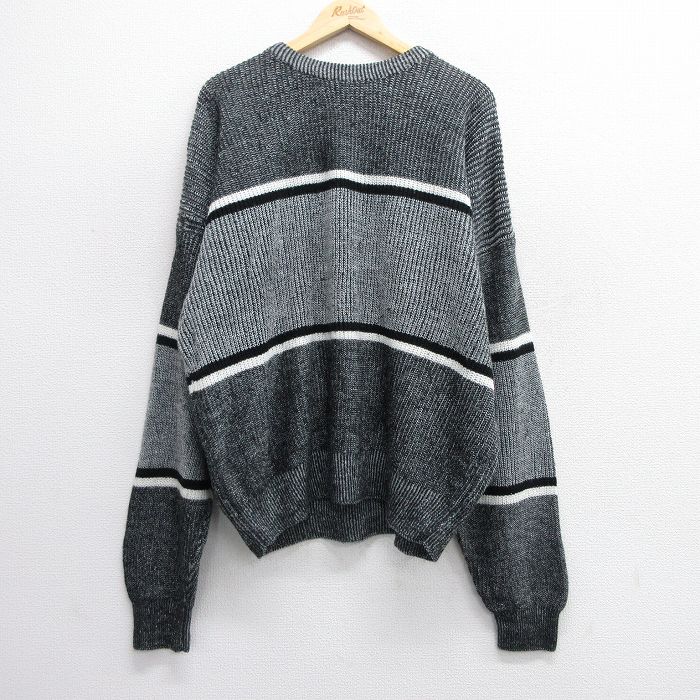 【50%OFF】XL★古着 長袖 セーター メンズ 90年代 90s 大きいサイズ アクリル クルーネック グレー 25jan22 中古 ニット トップス
