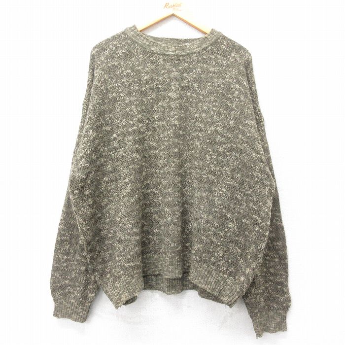 【50%OFF】XL★古着 ドッカーズ 長袖 セーター メンズ 無地 大きいサイズ クルーネック 茶系 ブラウン 25jan31 中古 ニット トップス