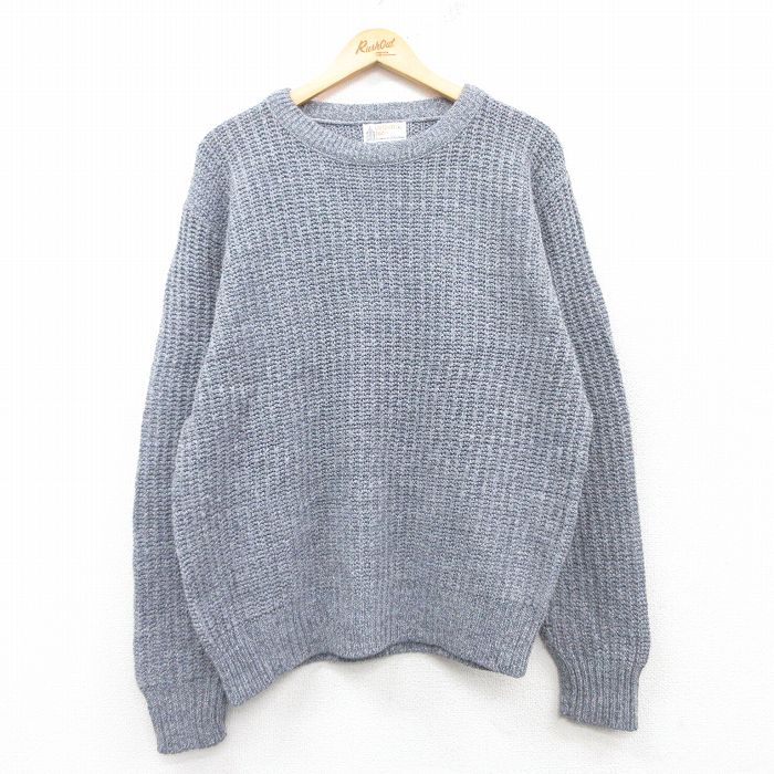 【50%OFF】L★古着 ロンドンフォグ 長袖 セーター メンズ 90年代 90s アクリル クルーネック USA製 グレー 霜降り 25feb04 中古 ニット トップス