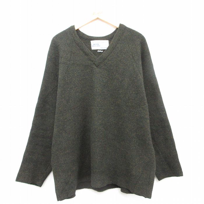 XL★古着 長袖 セーター メンズ 80年代 80s 大きいサイズ ウール オーストリア製 緑系他 グリーン 25feb04 中古 ニット トップス