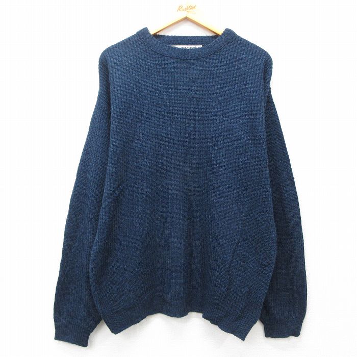 L★古着 ルティグレ 長袖 セーター メンズ 80年代 80s アクリル クルーネック USA製 濃紺 ネイビー 25feb01 中古 ニット トップス