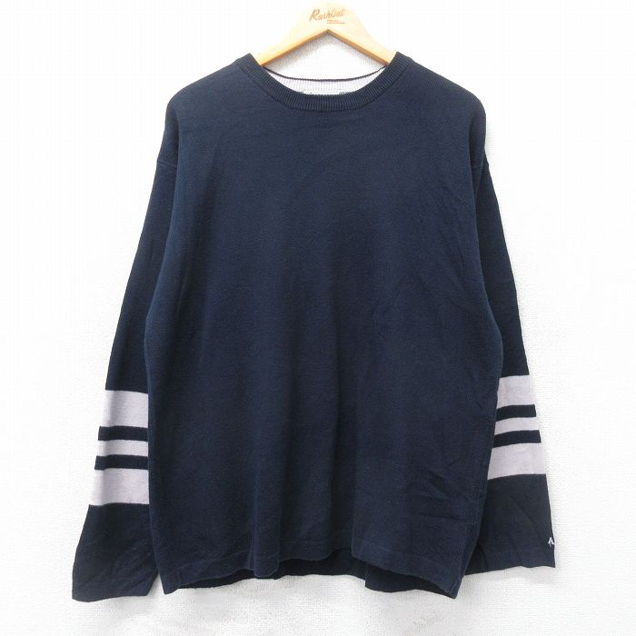 【50%OFF】L★古着 エアロポステール AEROPOSTALE 長袖 セーター メンズ 90年代 90s 無地 クルーネック 紺他 ネイビー 25feb03 中古 ニット トップス