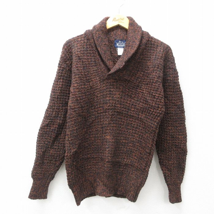 【50%OFF】S★古着 ウールリッチ WOOLRICH 長袖 セーター メンズ 90年代 90s ショールカラー 茶他 ブラウン 25feb03 中古 ニット トップス