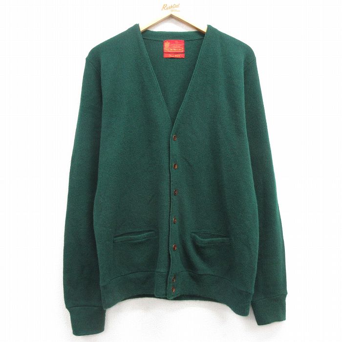 M★古着 シアーズ 長袖 ニット カーディガン メンズ 70年代 70s アクリル 緑 グリーン 25feb05 中古 トップス