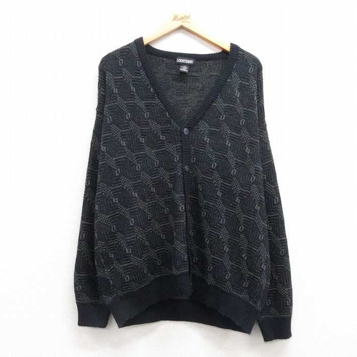 【20%OFF】L★古着 ジャンセン 長袖 ニット カーディガン メンズ 紺 ネイビー 25feb05 中古 トップス