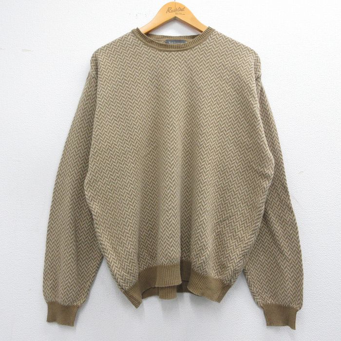 L★古着 バンヒューセン 長袖 セーター メンズ クルーネック 茶他 ブラウン 25feb08 中古 ニット トップス