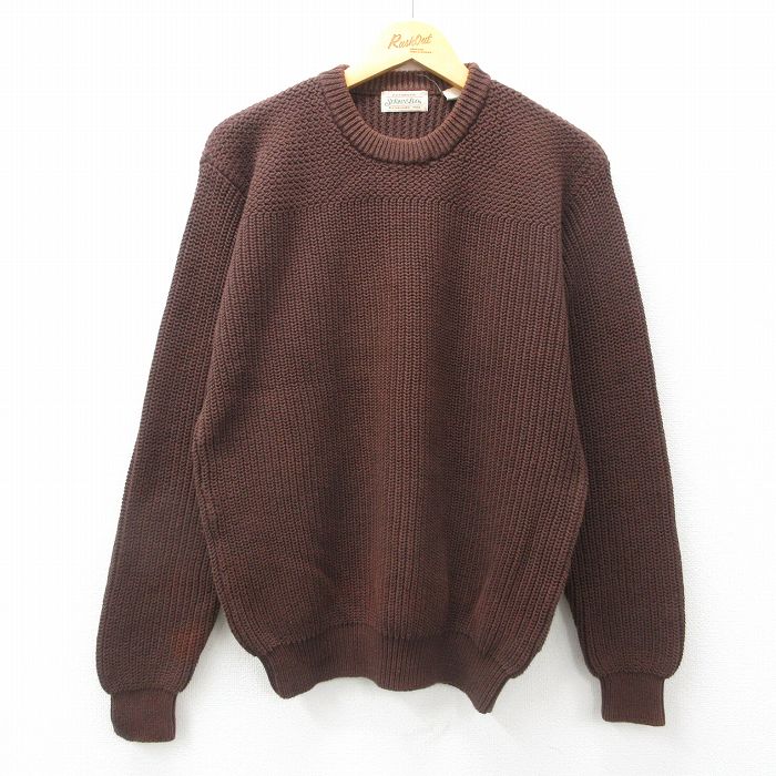 XL★古着 セントジョンズベイ 長袖 セーター メンズ 00年代 00s コットン クルーネック 濃茶 ブラウン 25feb12 中古 ニット トップス