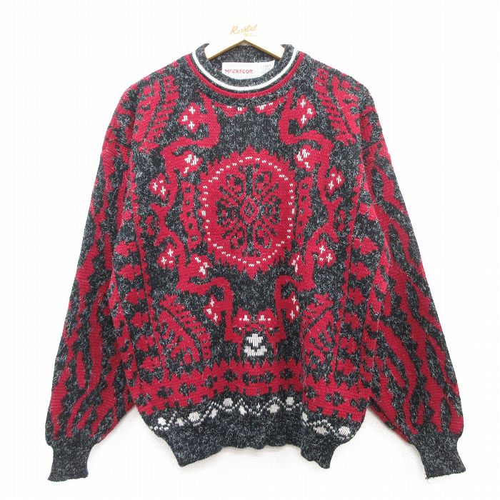 L★古着 マックレガー 長袖 セーター メンズ 90年代 90s クルーネック 黒他 ブラック 25feb14 中古 ニット トップス