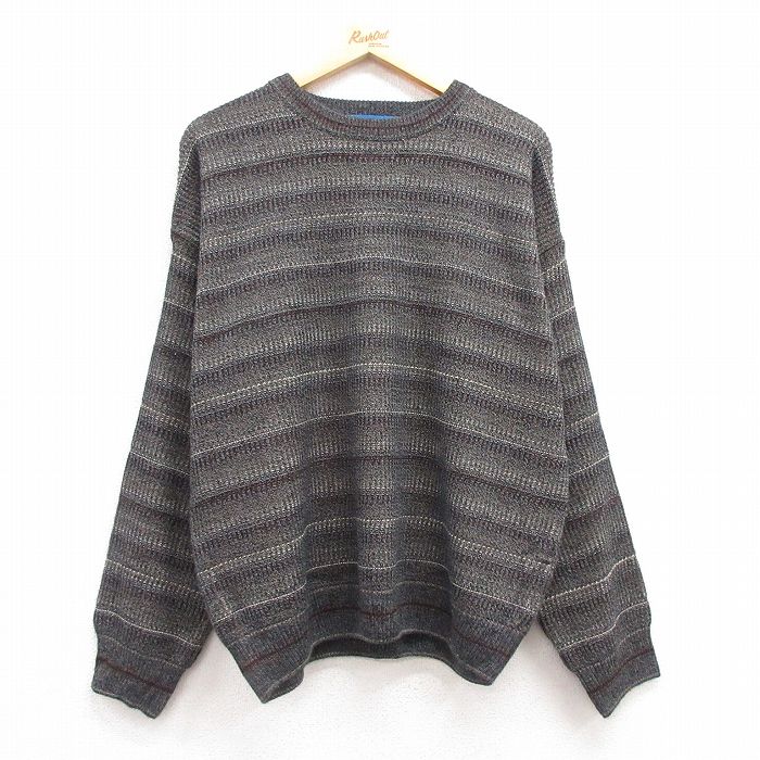 XL★古着 タウンクラフト 長袖 セーター メンズ 90年代 90s クルーネック グレー系他 25feb14 中古 ニット トップス