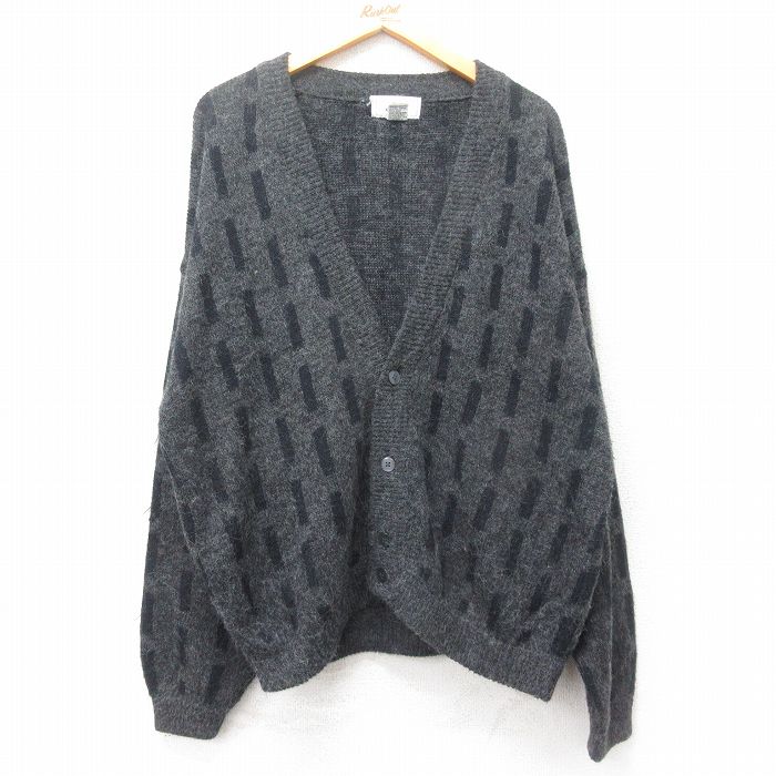 XL★古着 長袖 ニット カーディガン メンズ 90年代 90s 大きいサイズ 黒他 ブラック 25feb15 中古 トップス