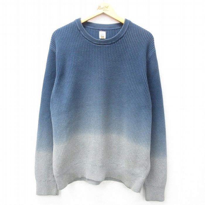 XL★古着 ギャップ GAP 長袖 セーター メンズ 00年代 00s 大きいサイズ コットン クルーネック 紺他 ネイビー 【spe】 25feb18 中古 ニット トップス
