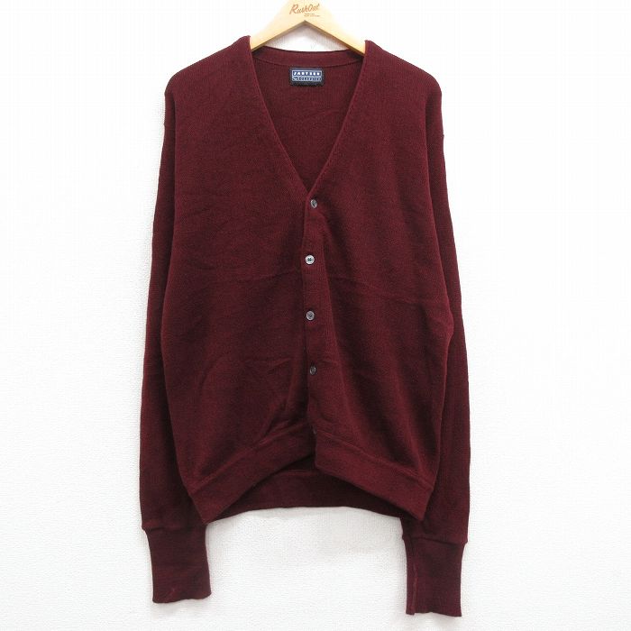 XL★古着 ジャンセン 長袖 ニット カーディガン メンズ 80年代 80s 紫 パープル 25feb20 中古 トップス