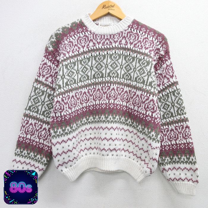 【50%OFF】80s 長袖セーター ホワイト M | 古着