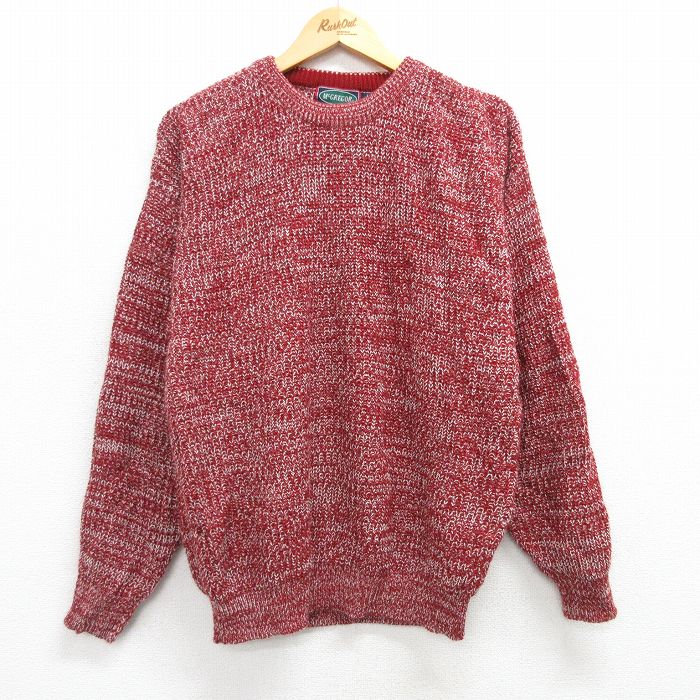 【20%OFF】L★古着 マックレガー 長袖 セーター メンズ 90年代 90s アクリル クルーネック 赤他 レッド 【spe】 25mar01 中古 ニット トップス