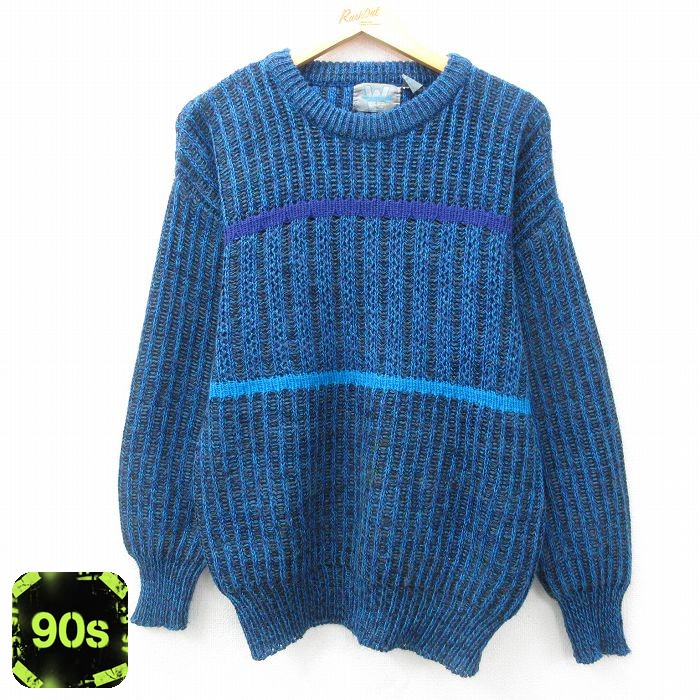 【50%OFF】90s 長袖セーター ブルー M | 古着
