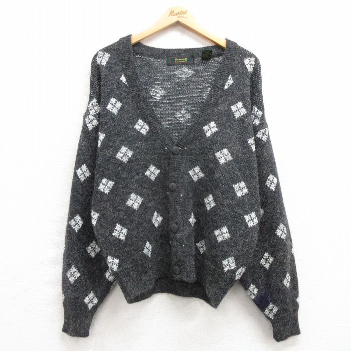 L★古着 長袖 ニット カーディガン メンズ 00年代 00s グレー 25mar06 中古 トップス