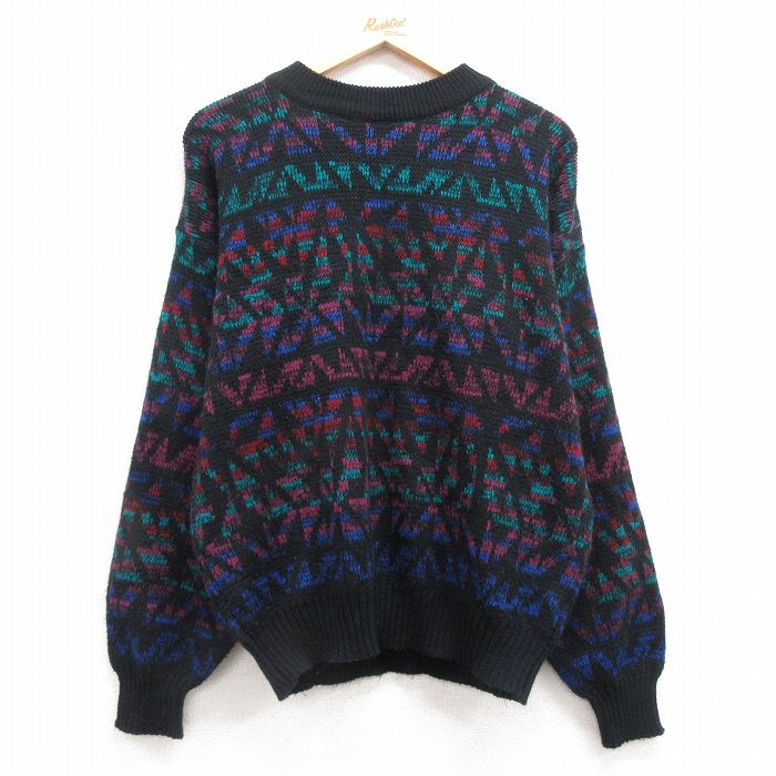 L★古着 マックレガー 長袖 セーター メンズ 90年代 90s アクリル モックネック ハイネック 黒他 ブラック 【spe】 25mar08 中古 ニット トップス