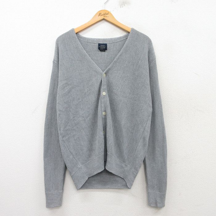 【50%OFF】L★古着 ドッカーズ 長袖 ニット カーディガン メンズ アクリル グレー 霜降り 25mar10 中古 トップス