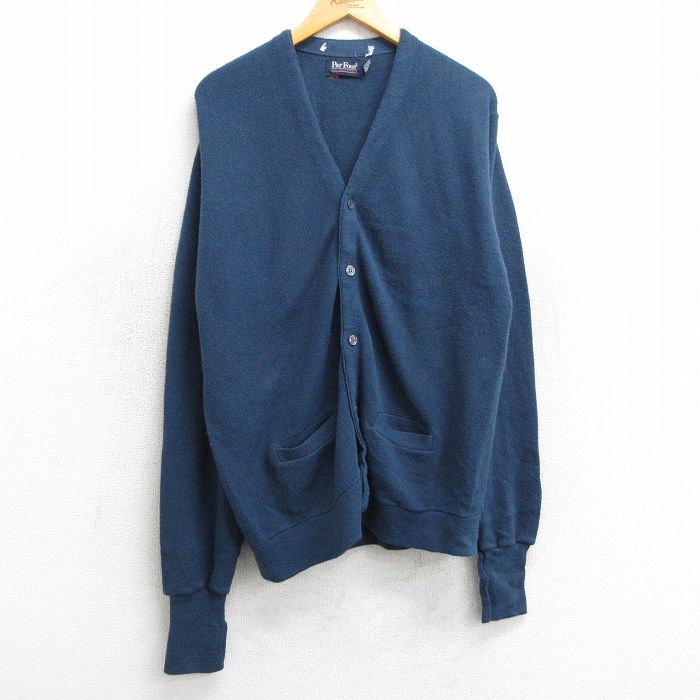 L★古着 長袖 セーター メンズ 90年代 90s 無地 アクリル USA製 紺 ネイビー 25mar10 中古 ニット トップス