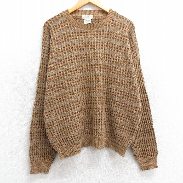 【50%OFF】XL★古着 セントジョンズベイ 長袖 セーター メンズ 90年代 90s 大きいサイズ クルーネック USA製 茶系他 ブラウン 【spe】 25mar10 中古 ニット トップス