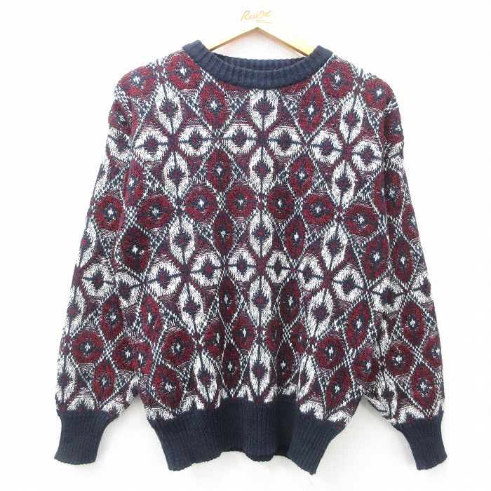 M★古着 ビューグルボーイ 長袖 セーター メンズ 00年代 00s クルーネック 紺他 ネイビー 25mar11 中古 ニット トップス