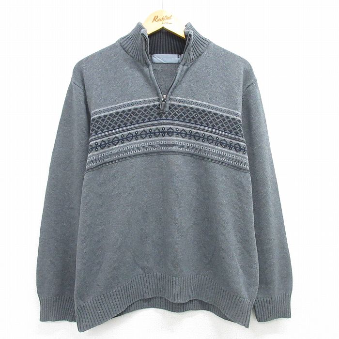 長袖ハーフジップセーター グレー L | 古着