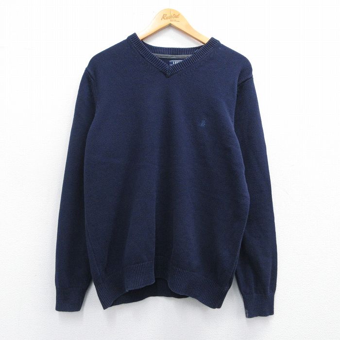L★古着 IZOD 長袖 セーター メンズ Vネック 濃紺 ネイビー 25mar14 中古 ニット トップス