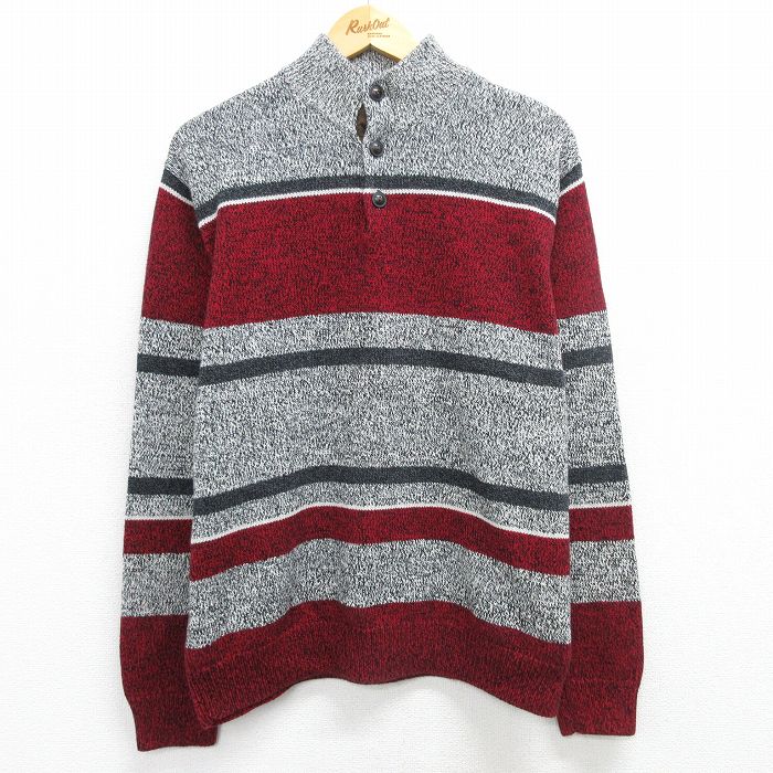 【50%OFF】L★古着 チャップス 長袖 セーター メンズ ヘンリーネック グレー他 25mar15 中古 ニット トップス