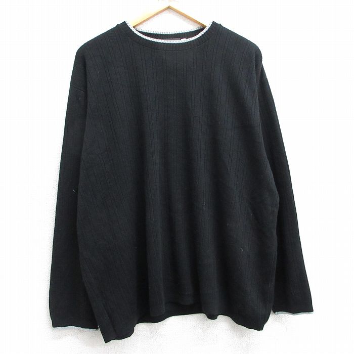 XL★古着 長袖 セーター メンズ 90年代 90s 大きいサイズ アクリル クルーネック USA製 黒 ブラック 25mar15 中古 ニット トップス