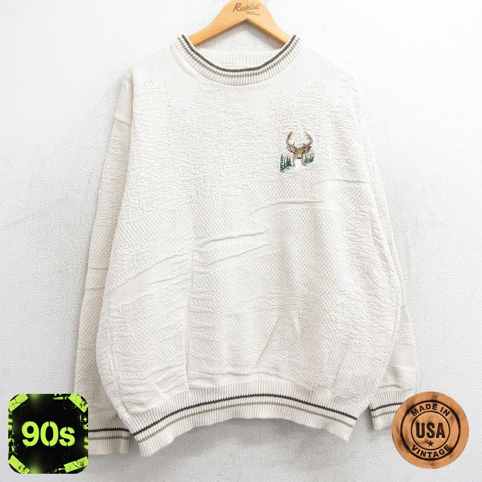 90s 長袖セーター シカ 生成り XL | 古着