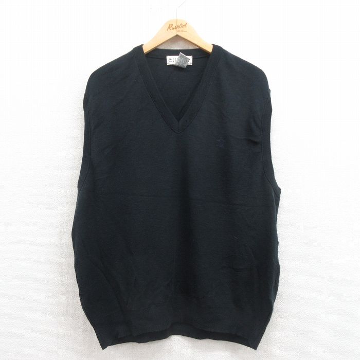 XL★古着 グランドスラム ニット ベスト メンズ ワンポイントロゴ アクリル Vネック 黒 ブラック 25aug30 中古 トップス