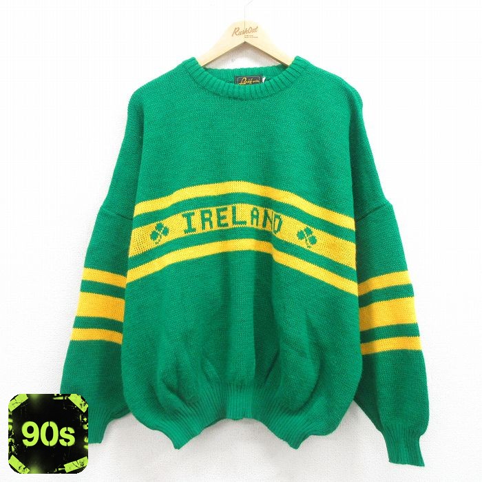 【50%OFF】90s 長袖セーター グリーン XL | 古着