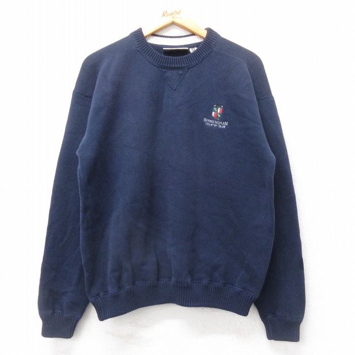 M★古着 長袖 セーター メンズ 90年代 90s BIRMINGHAM 紺 ネイビー 25sep03 中古 ニット トップス