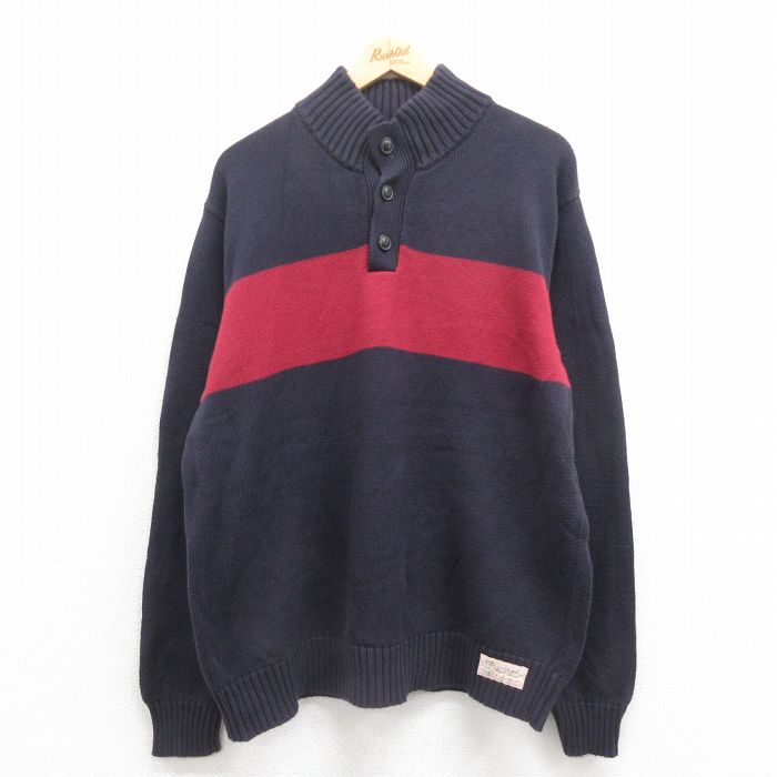 ラルフローレン 長袖セーター モックネック ネイビー XL | 古着