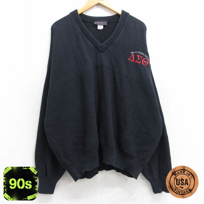 90s 長袖セーター デルタシグマシータ ネイビー XL | 古着