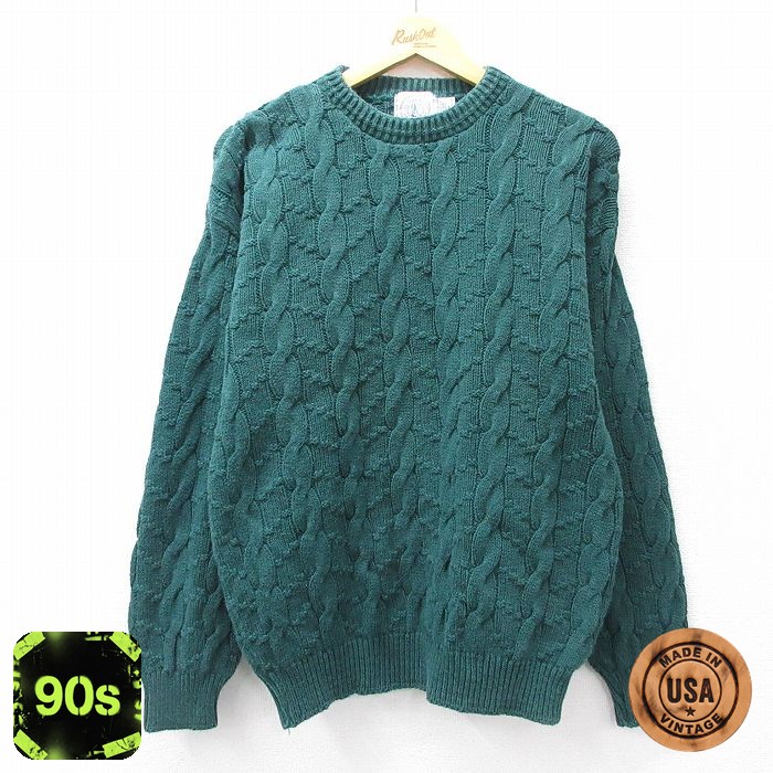 エルエルビーン 90s ケーブルセーター グリーン L | 古着