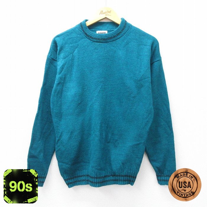 ニット 90s 長袖セーター ブルー M | 古着