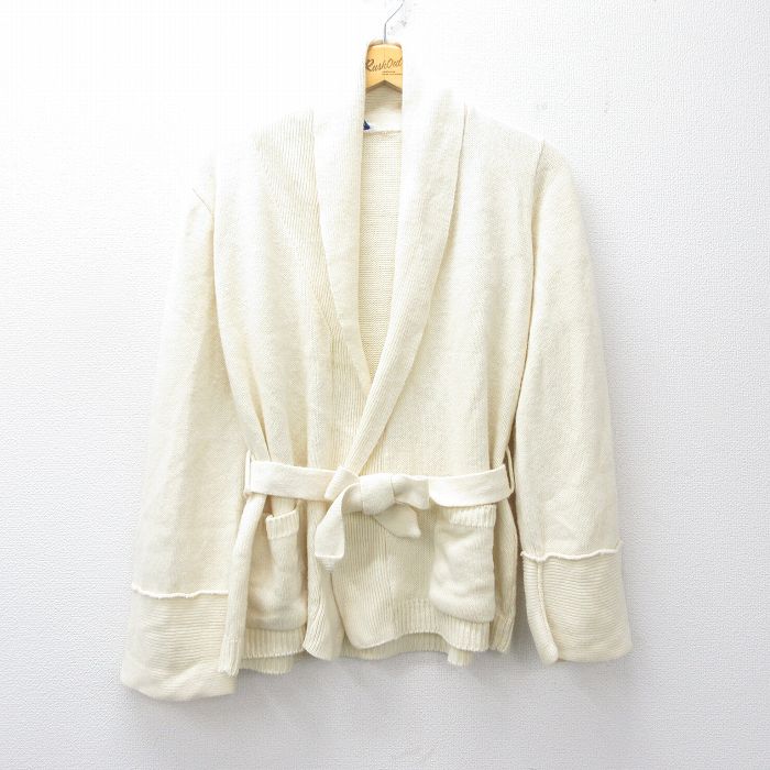 M★古着 長袖 ニット カーディガン メンズ 80年代 80s アクリル ショールカラー 白 ホワイト 25sep27 中古 トップス