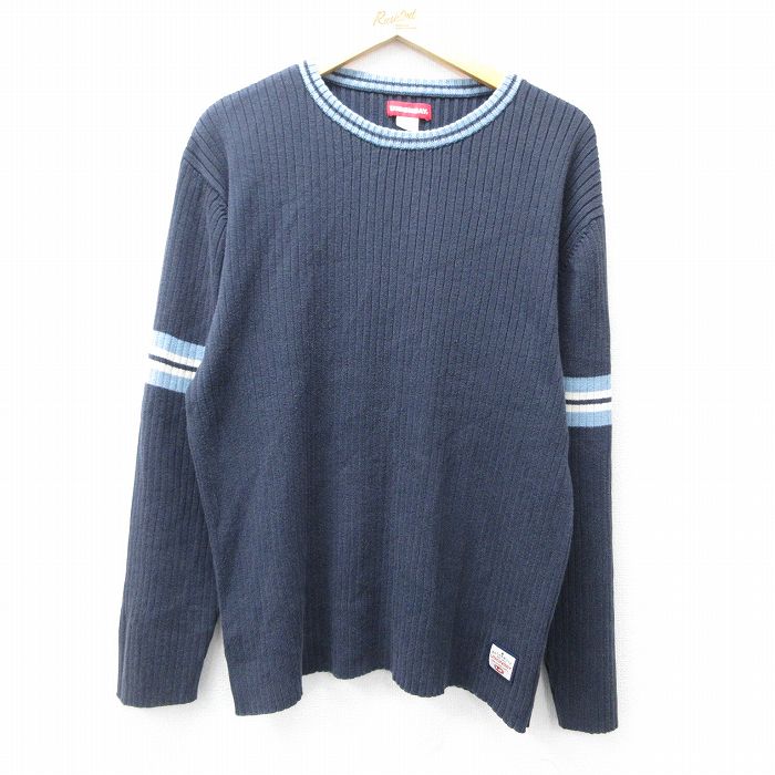 L★古着 ユニオンベイ 長袖 セーター メンズ クルーネック オーストラリア製 紺他 ネイビー 25sep29 中古 ニット トップス