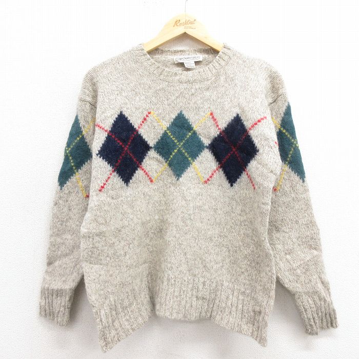 S★古着 ギャップ GAP 長袖 セーター メンズ 80年代 80s アーガイル クルーネック 生成り 25sep30 中古 ニット トップス