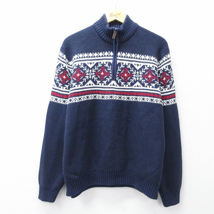 【50%OFF】IZOD 長袖ハーフジップセーター ネイビー XL | 古着