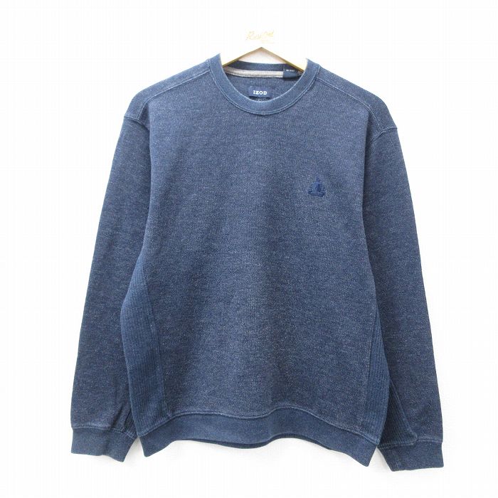 【20%OFF】M★古着 IZOD 長袖 セーター メンズ ワンポイントロゴ クルーネック 紺 ネイビー 25oct01 中古 ニット トップス