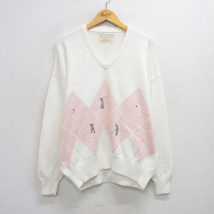 90s 長袖セーター ゴルフ ホワイト XL | 古着