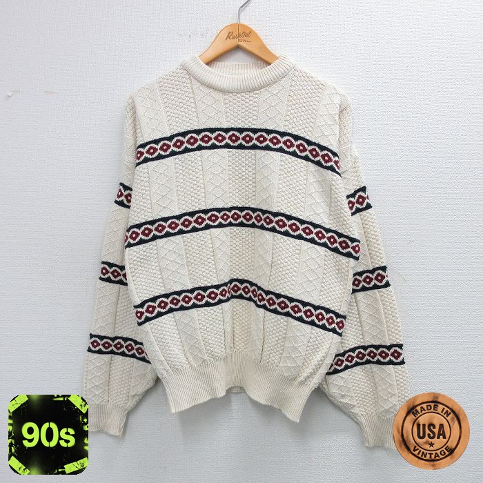 90s 長袖セーター ホワイト M | 古着